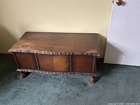 Closed cedar chest exterior showing overall form and wear