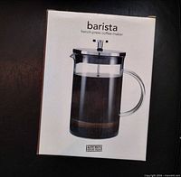 Retail box displaying Barista french press coffee maker