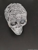 Angled view of skull showing overall condition and design