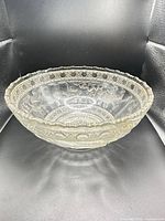 Full view of clear pressed glass bowl
