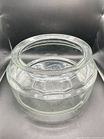 Top angled view of clear glass bowl