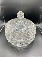 Overall view of candy dish with lid