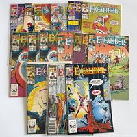 All 15 bagged Excalibur comics fanned out