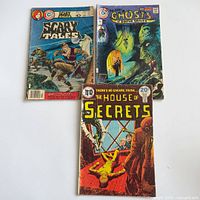 Front covers of all three comics