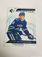 Front view of Elias Pettersson Rookie Authentics card showing full design
