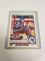 Front of Mike Richter Upper Deck rookie card in sleeve