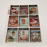 Fronts of all nine 1971 OPC cards in sleeve