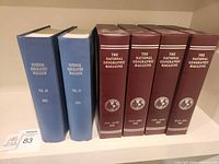 Six National Geographic bound volumes on shelf