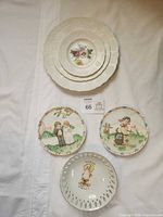 All six plates arranged for size comparison