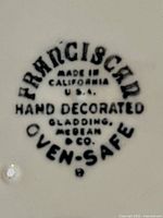 Franciscan backstamp Made in California on underside