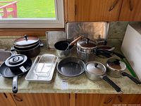 Group shot of all cookware on counter