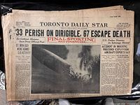 Toronto Daily Star front page with Hindenburg headline and crash photo