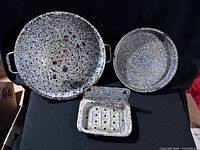 All three graniteware pieces arranged together