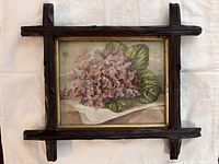 Front view of framed floral print