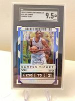 Front view of graded 2020-21 Panini Contenders Joel Embiid Campus Ticket card in SGC slab