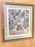 Framed raccoon print showing full artwork and frame