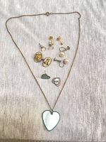 Full layout of necklace, earrings and pins