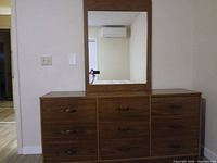 Front view of dresser with mirror attached