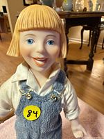 Close-up of doll’s face, hair, and upper body