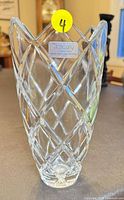 Front view showing diamond cut pattern and label