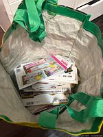 Open reusable bag showing stack of pattern envelopes