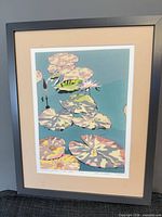 Framed limited edition water-lily giclée print, full view