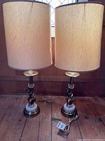 Full view of both matching lamps with shades displayed
