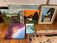 Group shot of all six canvases showing relative sizes and subjects
