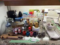 Full lot overview on countertop showing all items
