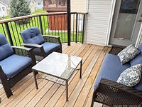 full view of seating set on deck