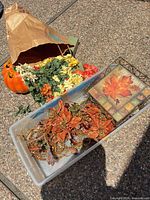 Overall lot with flower stems, pumpkin, tray, glitter picks