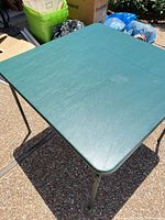 Top view of green square vinyl table surface