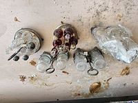 Top view of three cruet sets showing quantity and arrangement
