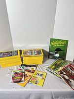 Full lot showing stacks of National Geographic magazines, Waterbirds book, consumer and birding magazines