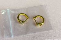 Hoop earrings in plastic sleeve, overhead view