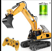 Front of excavator, controller and battery rendered