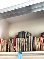 Shelf with entire group of books showing quantity and various spine colours