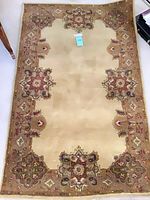 Full view of Feizy gold/beige wool area rug