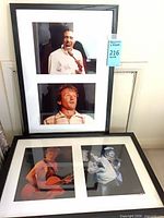 Both black frames each containing two celebrity photographs