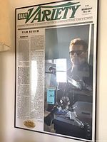 Full view of framed Daily Variety Terminator poster
