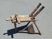Overall view of complete shaving horse showing structure and finish