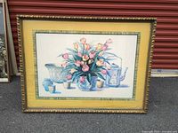 Full view of framed still-life print with frame and mat visible
