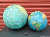 Front view of both globes showing size difference