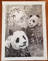 Full view of signed panda art poster