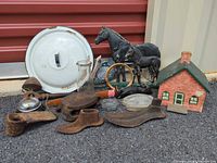 Group shot of all items on asphalt surface