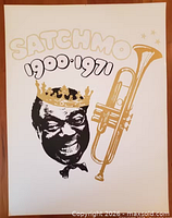 Full view of poster showing portrait, crown, trombone and text
