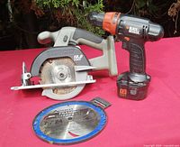 Craftsman circular saw, Black & Decker drill, Avanti Pro blade group shot