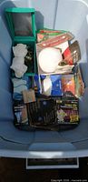 Top view of tote showing boxed and loose bulbs