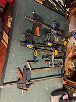 Top view of all clamps arranged on table