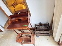 Secretary desk and two magazine racks overall view